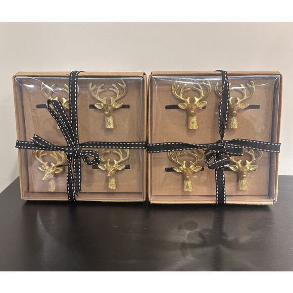 Christmas Holiday NIB Deer Napkin Rings 2 Sets of 4 (8 Total) Kitchen Decor - Picture 1 of 6